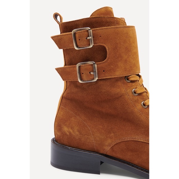 BA&SH Scomo Boots Combat Boho Suede Booties Buckle - Picture 3 of 3